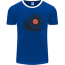 Slug Decks with Vinyl LP DJ DJing Turntable Mens Ringer T-Shirt FotL Royal Blue/White