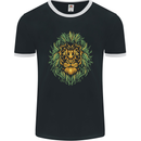 Cannabis Lion Weed Drugs Marijuana Weed Mens Ringer T-Shirt FotL Black/White