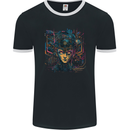 Futuristic Cyberpunk Girl Crypto Alien, Mens Ringer T-Shirt FotL Black/White