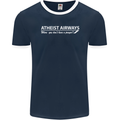 Atheist Airways Funny Atheism Mens Ringer T-Shirt FotL Navy Blue/White