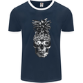 Pineapple Skull Surf Surfing Surfer Holiday Mens Ringer T-Shirt FotL Navy Blue/White