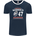 47 Year Wedding Anniversary 47th Rugby Mens Ringer T-Shirt FotL Navy Blue/White