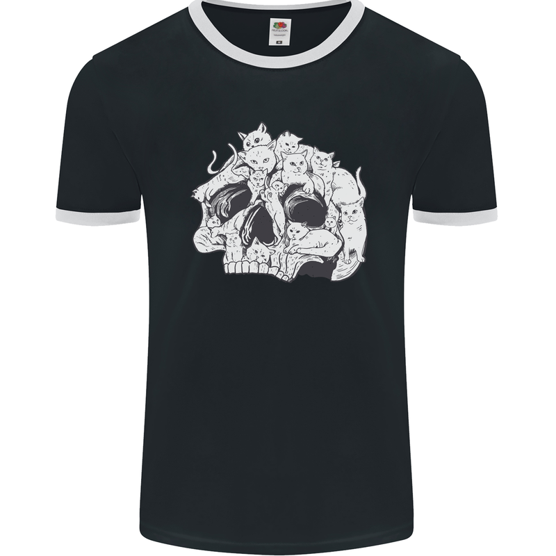 A Skull Made of Cats Mens Ringer T-Shirt FotL Black/White