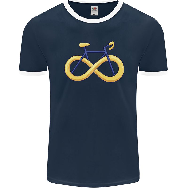 Infinity Bicycle Mens Ringer T-Shirt FotL Navy Blue/White