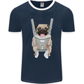 A Pug in a Baby Harness Funny Dog Mens Ringer T-Shirt FotL Navy Blue/White