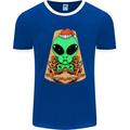 Christmas Alien UFO Santa Space Ship Funny Mens Ringer T-Shirt FotL Royal Blue/White