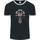 Steampunk Cross Gothic Heavy Metal Biker Mens Ringer T-Shirt FotL Black/White