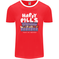 Cats Happy Pills Antidepressant Mens Ringer T-Shirt FotL Red/White