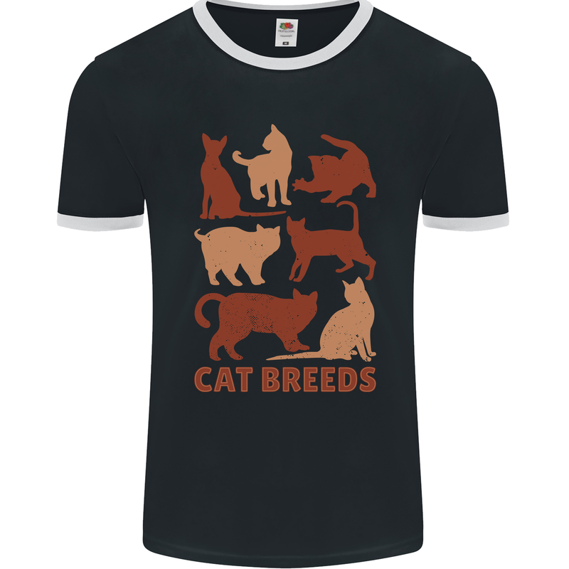 Cat Breeds Mens Ringer T-Shirt FotL Black/White