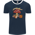 Christmas Hedgehog Toadstool Mouse Mens Ringer T-Shirt FotL Navy Blue/White