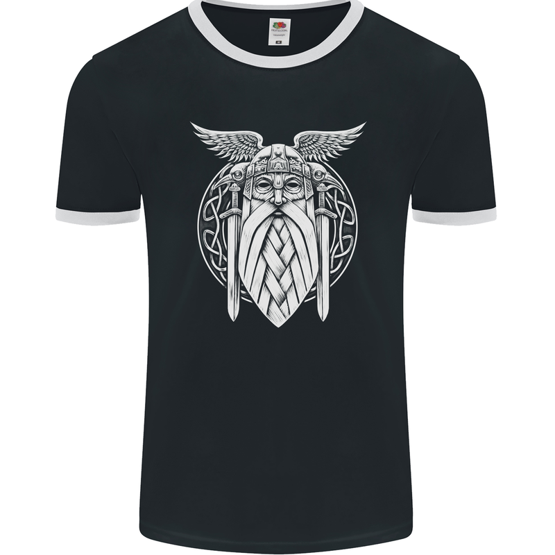 Odin The Vikings Valhalla Thor Gym Nordic Mens Ringer T-Shirt FotL Black/White