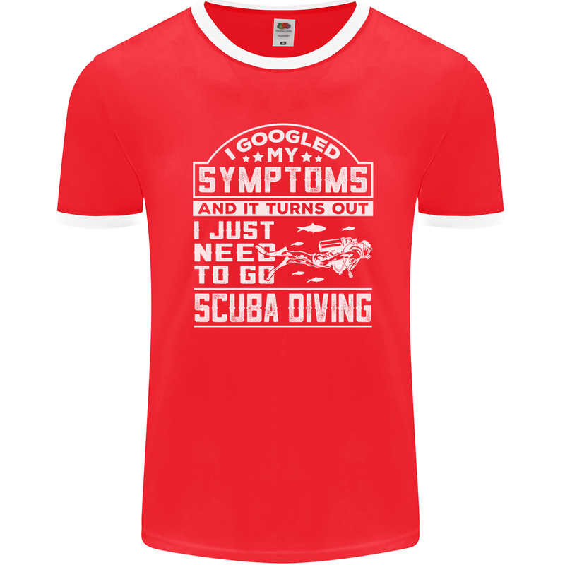 Symptoms Just Need to Go Scuba Diving Mens Ringer T-Shirt FotL Red/White