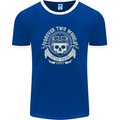 Forever Two Wheels Motorbike Biker Mens Ringer T-Shirt FotL Royal Blue/White