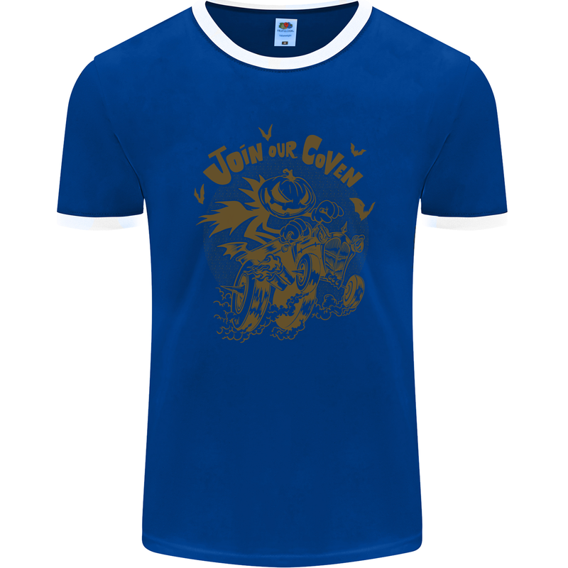 Join Our Coven Funny Halloween Pumpkin Mens Ringer T-Shirt FotL Royal Blue/White