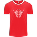 A Highland Cow Design Mens Ringer T-Shirt FotL Red/White