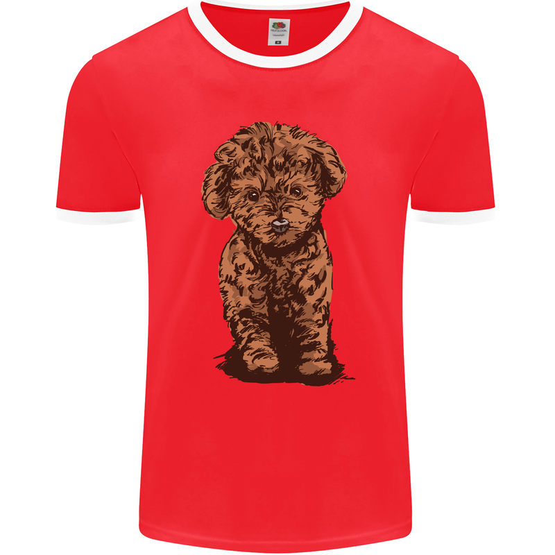 Dogs Cute Labradoodle Puppy Mens Ringer T-Shirt FotL Red/White