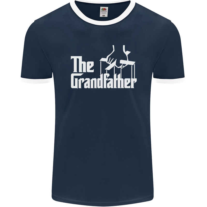 The Grandfather Grandad Grandparent's Day Mens Ringer T-Shirt FotL Navy Blue/White