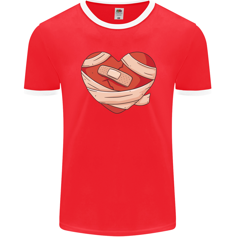 A Broken Heart Anti Valentines Day Single Mens Ringer T-Shirt FotL Red/White