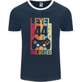 44th Birthday 44 Year Old Level Up Gamming Mens Ringer T-Shirt FotL Navy Blue/White
