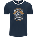 Biker Custom Cafe Racer Motorcycle Mens Ringer T-Shirt FotL Navy Blue/White