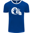 Rabbit Hand Shadow Funny Silhouette Mens Ringer T-Shirt FotL Royal Blue/White