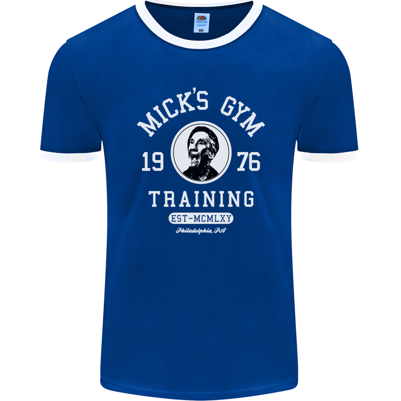 Micks Gym Training Boxing Boxer Box Mens Ringer T-Shirt FotL Royal Blue/White