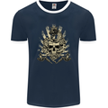 Tattoo Skull Snake Tattooist Biker Gothic Mens Ringer T-Shirt FotL Navy Blue/White