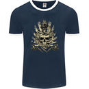 Tattoo Skull Snake Tattooist Biker Gothic Mens Ringer T-Shirt FotL Navy Blue/White