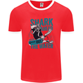 Shark Ahead Funny Diver Scuba Diving Mens Ringer T-Shirt FotL Red/White