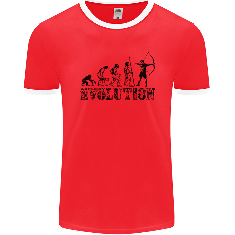 Evolution of an Archer Funny Archery Archer Mens Ringer T-Shirt FotL Red/White