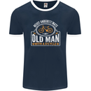 Cycling Old Man Cyclist Funny Bicycle Mens Ringer T-Shirt FotL Navy Blue/White