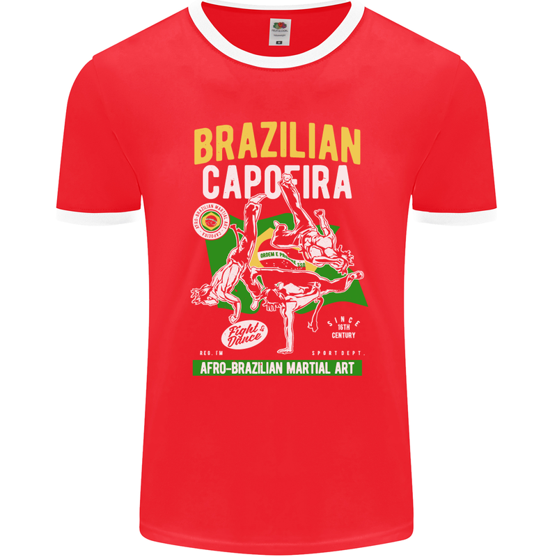 Brazilian Capoeira Mixed Martial Arts MMA Mens Ringer T-Shirt FotL Red/White