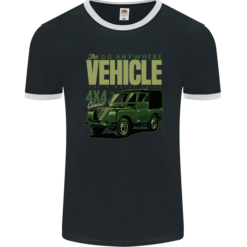 The Go Anywhere Vehicle 4X4 Off Roading Mens Ringer T-Shirt FotL Black/White