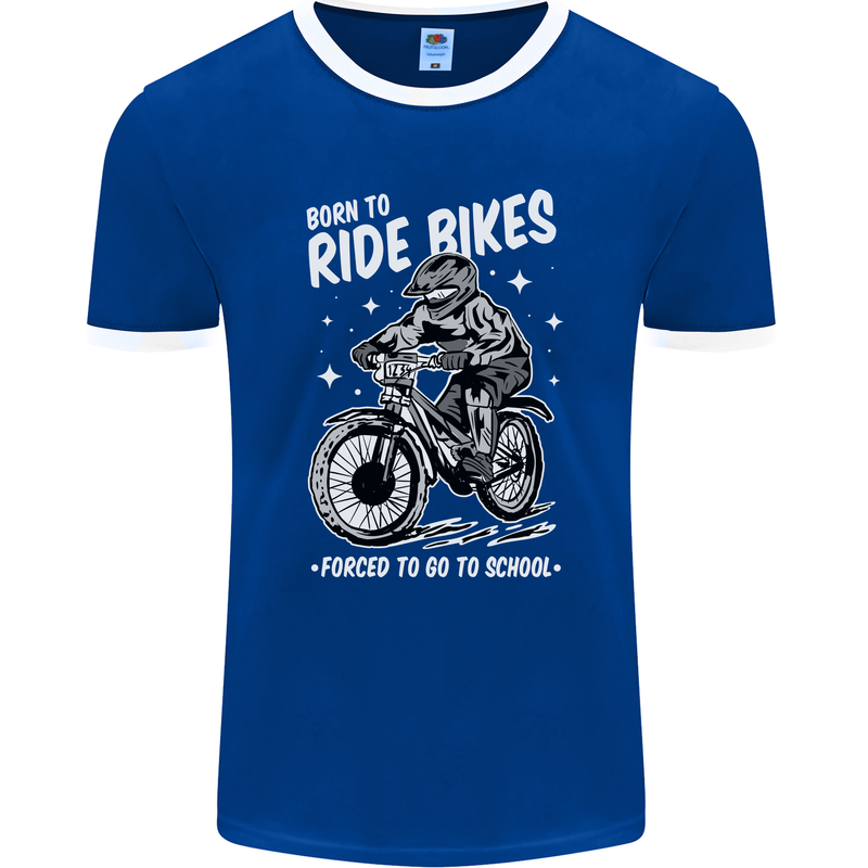 Born to Ride Motocross MotoX Dirt Bike Mens Ringer T-Shirt FotL Royal Blue/White