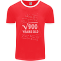 30th Birthday 30 Year Old Geek Funny Maths Mens Ringer T-Shirt FotL Red/White