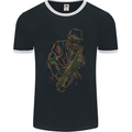 Jazz Colourful Saxophone Player Mens Ringer T-Shirt FotL Black/White