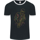 Jazz Colourful Saxophone Player Mens Ringer T-Shirt FotL Black/White