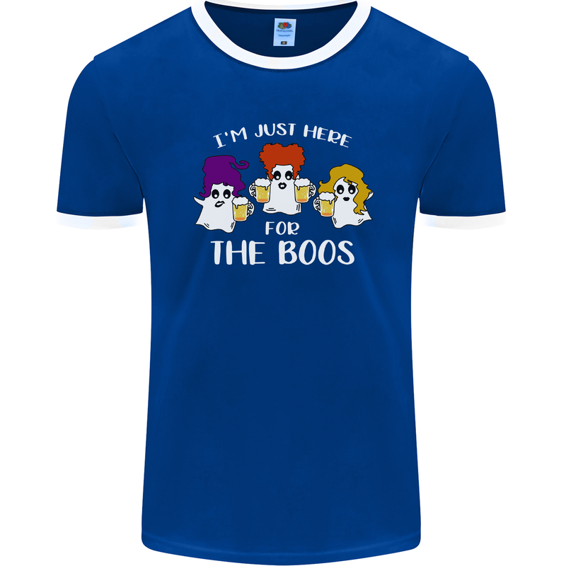 Halloween I'm Just Here For the Boos Mens Ringer T-Shirt FotL Royal Blue/White