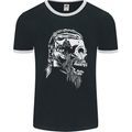 Tribal Viking Skull Mens Ringer T-Shirt FotL Black/White