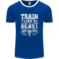 Train Like a Beast Gym Training Top Mens Ringer T-Shirt FotL Royal Blue/White