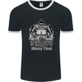 Muay Thai Boxing MMA Martial Arts Kick Mens Ringer T-Shirt FotL Black/White