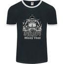 Muay Thai Boxing MMA Martial Arts Kick Mens Ringer T-Shirt FotL Black/White