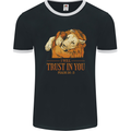 Religion Christianity Bible Trust in Lion Mens Ringer T-Shirt FotL Black/White