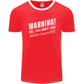 Warning Will Talk About Cars Funny Mens Ringer T-Shirt FotL Red/White