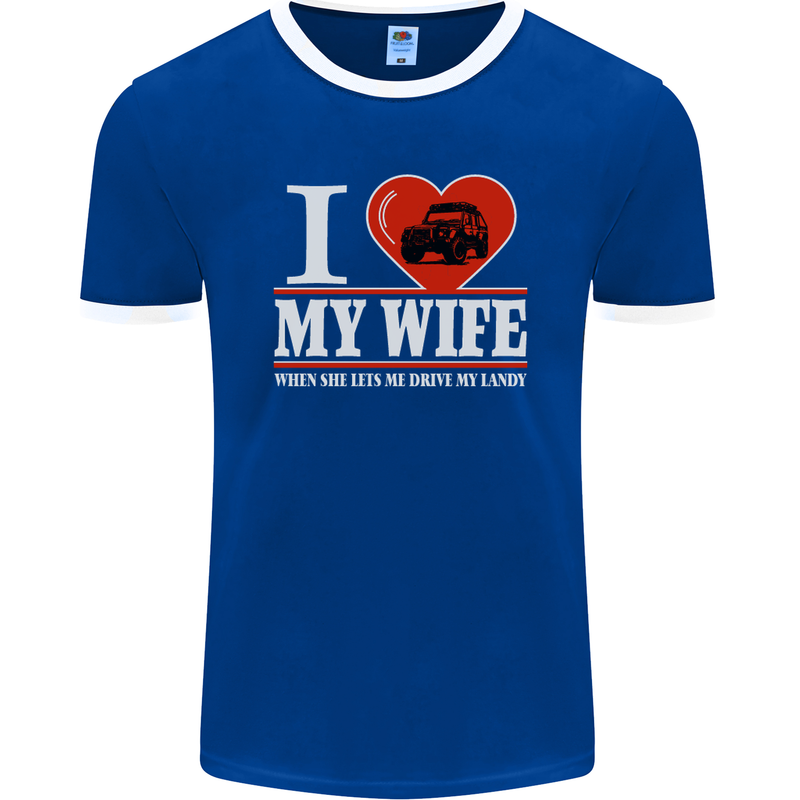 I Heart My Wife 4x4 Mens Ringer T-Shirt FotL Royal Blue/White