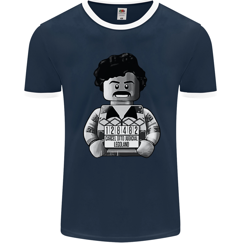 Pablo Escobar Mens Ringer T-Shirt FotL Navy Blue/White