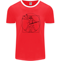 Old Rocker Vitruvian Guitarist Funny Guitar Mens Ringer T-Shirt FotL Red/White