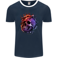 Skull With Spider Flowers and Spider Mens Ringer T-Shirt FotL Navy Blue/White