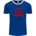 Vote For Pedro Mens White Ringer T-Shirt Royal Blue/White