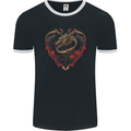 Dragon Heart Fantasy Art Mens Ringer T-Shirt FotL Black/White